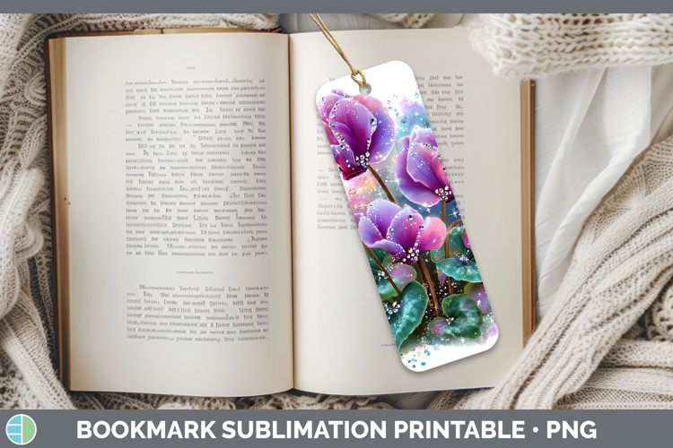 Flowers 03 Rainbow Summer Cyclamen Bookmark Sublimation Prin