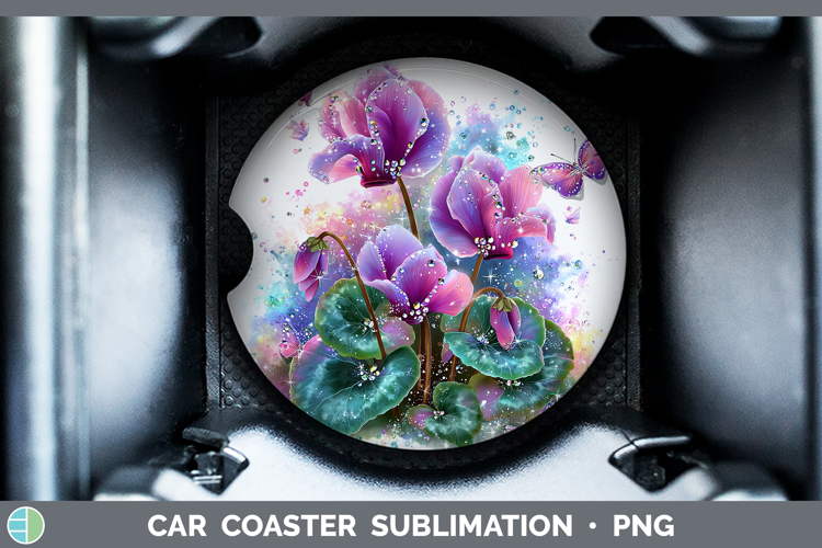 Flowers 03 Rainbow Summer Cyclamen Car Coaster Sublimation