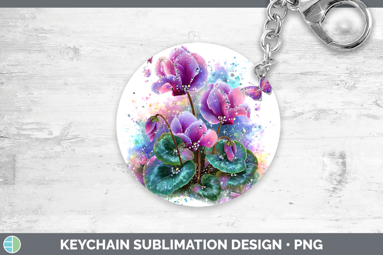 Flowers 03 Rainbow Summer Cyclamen Keychain Sublimation Keyr