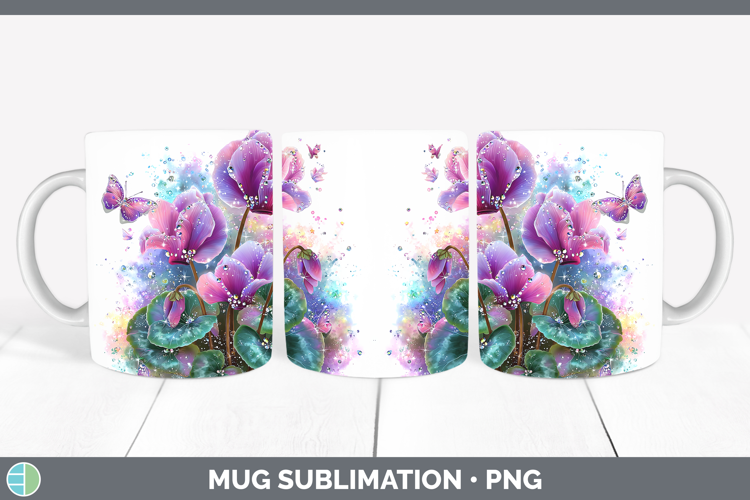 Flowers 03 Rainbow Summer Cyclamen Mug Wrap Sublimation Coff
