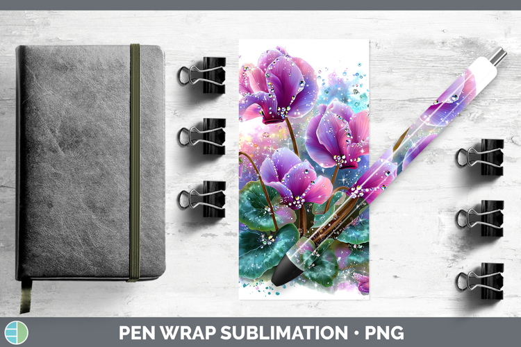 Flowers 03 Rainbow Summer Cyclamen Pen Wrap Sublimation Pen