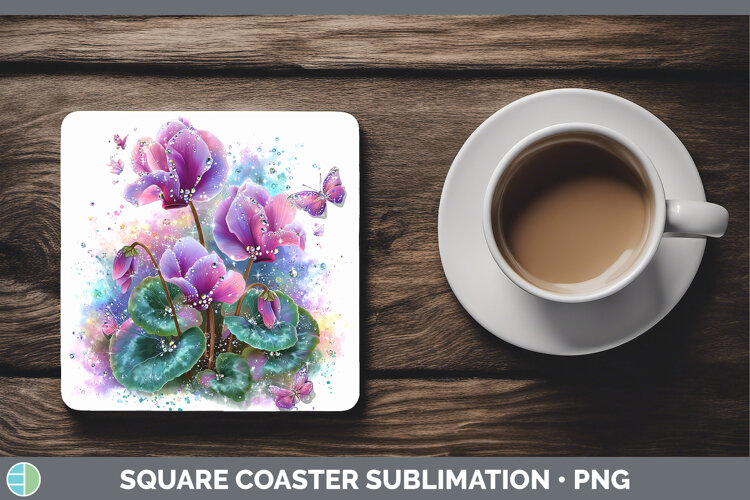 GorgeousFlowers 03 Rainbow Summer Square Coaster design.