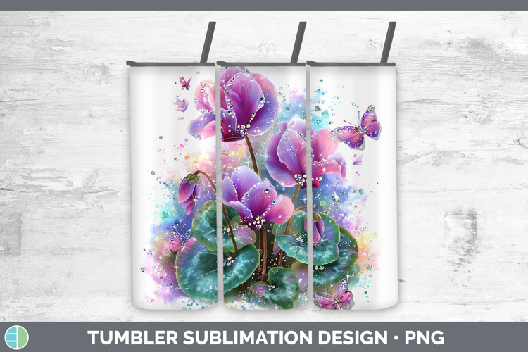 Flowers 03 Rainbow Summer Cyclamen Tumbler Sublimation 20 oz