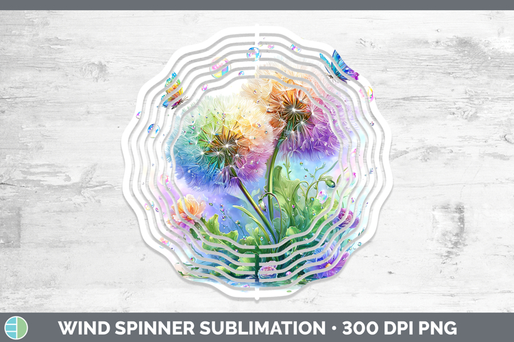 Flowers 03 Rainbow Summer Dandelion Wind Spinner Sublimation