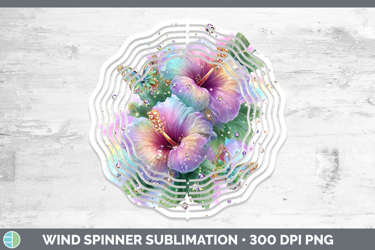 Flowers 03 Rainbow Summer Hibiscus Wind Spinner Sublimation