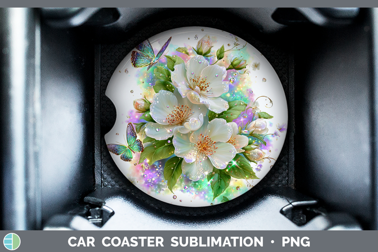 Flowers 03 Rainbow Summer Jasmine Car Coaster Sublimation D