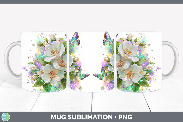 Flowers 03 Rainbow Summer Jasmine Mug Wrap Sublimation Coffe