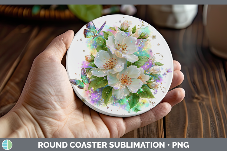 Flowers 03 Rainbow Summer Jasmine Round Coaster Sublimation
