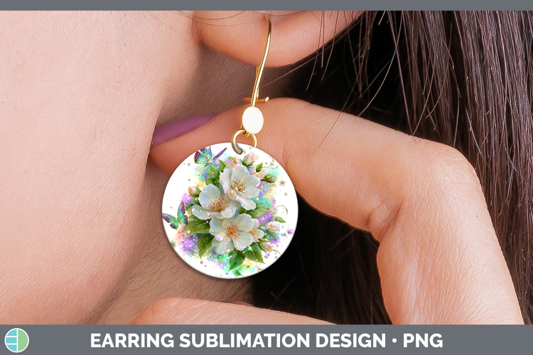Flowers 03 Rainbow Summer Jasmine Round Earrings Sublimation