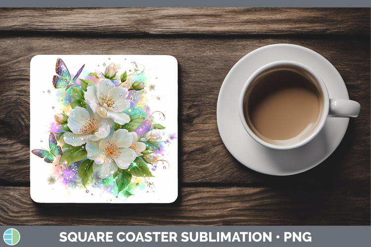 Flowers 03 Rainbow Summer Jasmine Square Coaster Sublimation