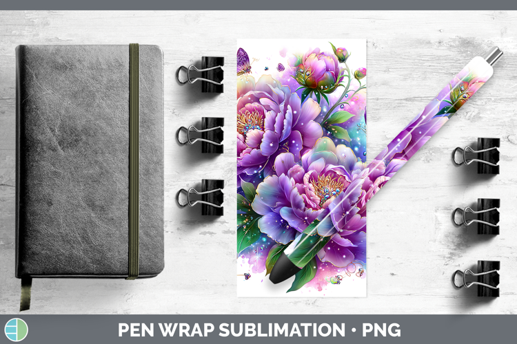 Flowers 03 Rainbow Summer Peony Pen Wrap Sublimation Pen Des