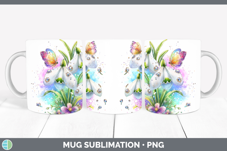 Flowers 03 Rainbow Summer Snowdrop Mug Wrap Sublimation Coff