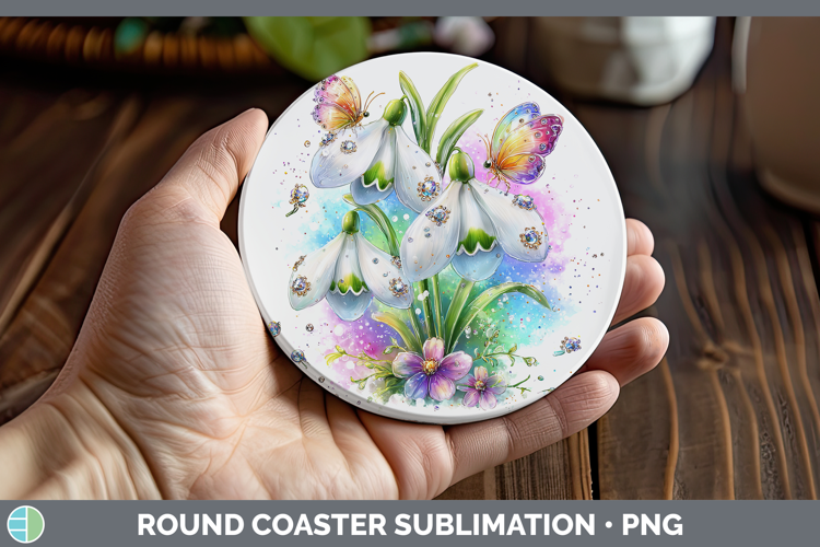Flowers 03 Rainbow Summer Snowdrop Round Coaster Sublimation