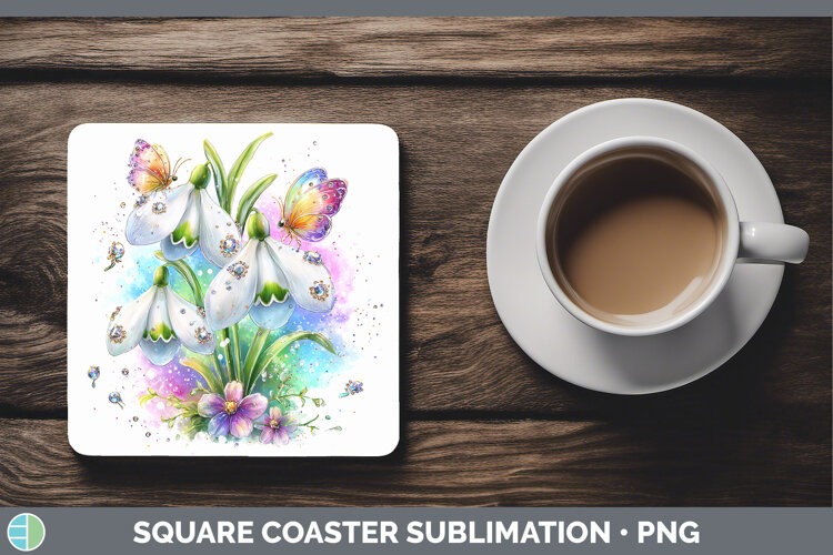 GorgeousFlowers 03 Rainbow Summer Square Coaster design.