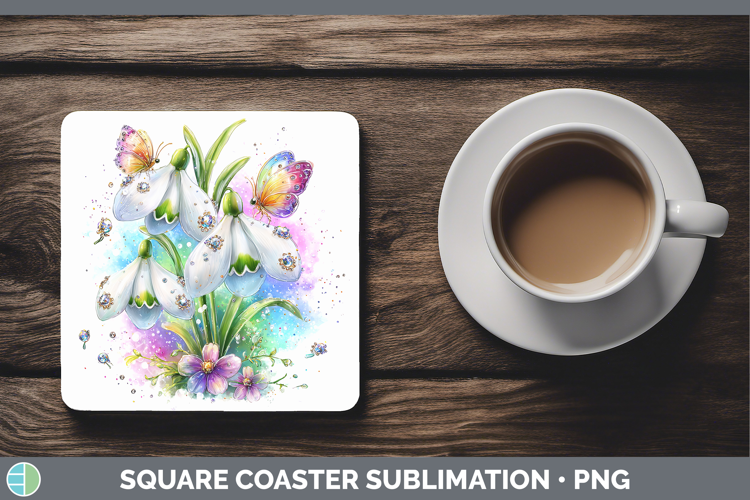 Flowers 03 Rainbow Summer Snowdrop Square Coaster Sublimatio