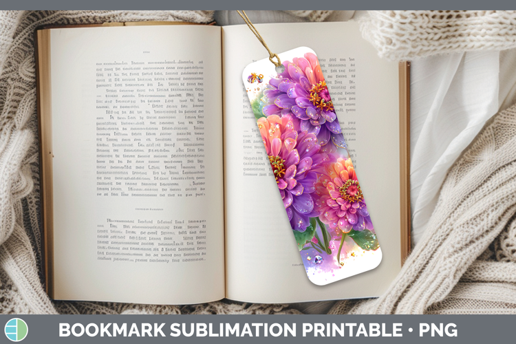 Flowers 03 Rainbow Summer Zinnia Bookmark Sublimation Printa