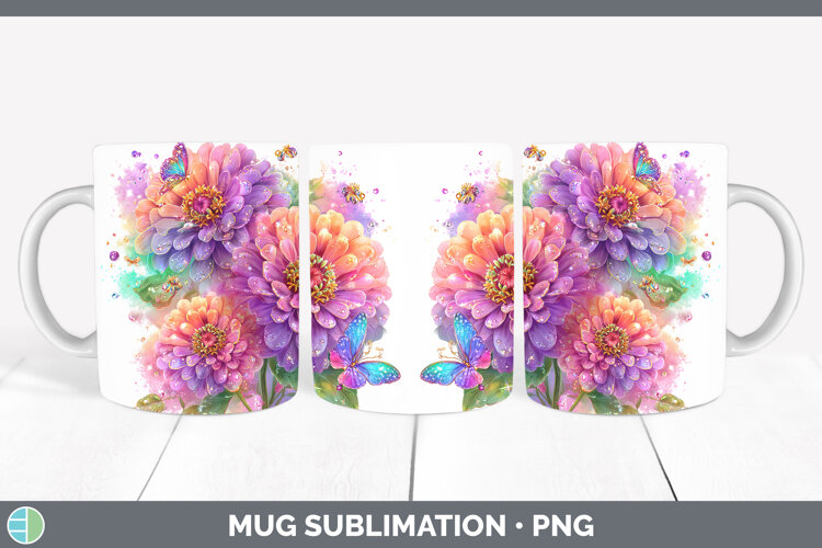 GorgeousFlowers 03 Rainbow Summer Mug Wrap design.