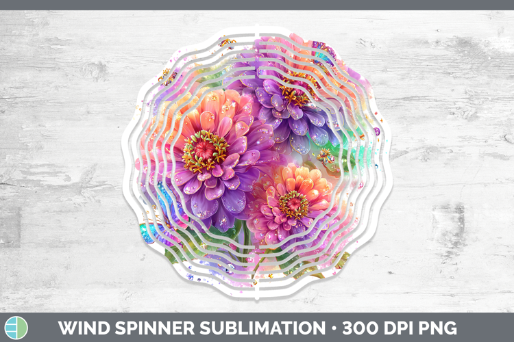 Flowers 03 Rainbow Summer Zinnia Wind Spinner Sublimation Sp