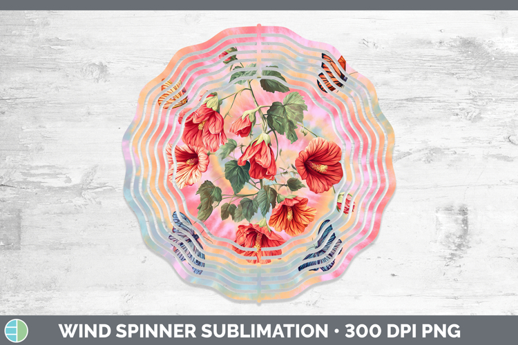 Abutilon Flowers 03 Tie Dye Wind Spinner Sublimation Design
