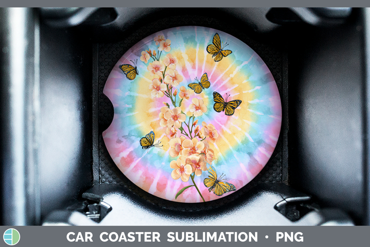 Acacia Flowers 03 Tie Dye Car Coaster Sublimation Design