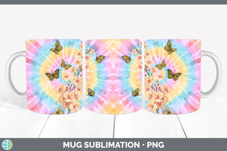Acacia Flowers 03 Tie Dye Mug Wrap Sublimation Design