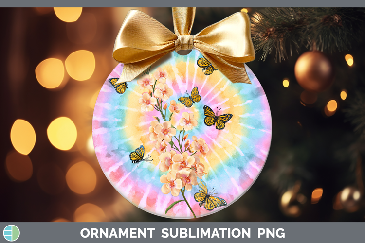 Acacia Flowers 03 Tie Dye Ornament Sublimation Design