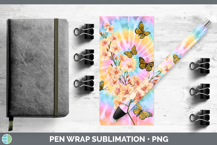 Acacia Flowers 03 Tie Dye Pen Wrap Sublimation Design