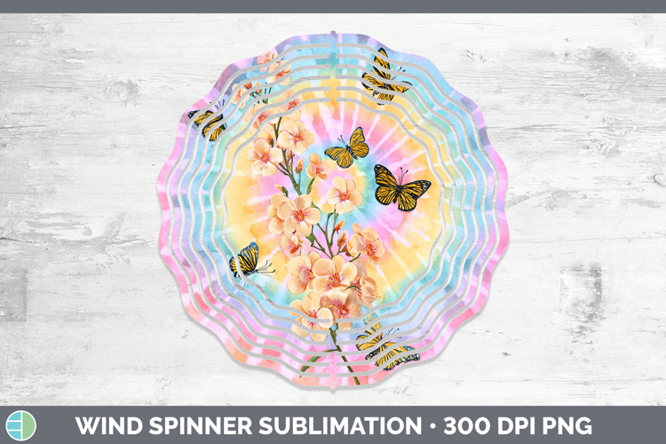 Acacia Flowers 03 Tie Dye Wind Spinner Sublimation Design