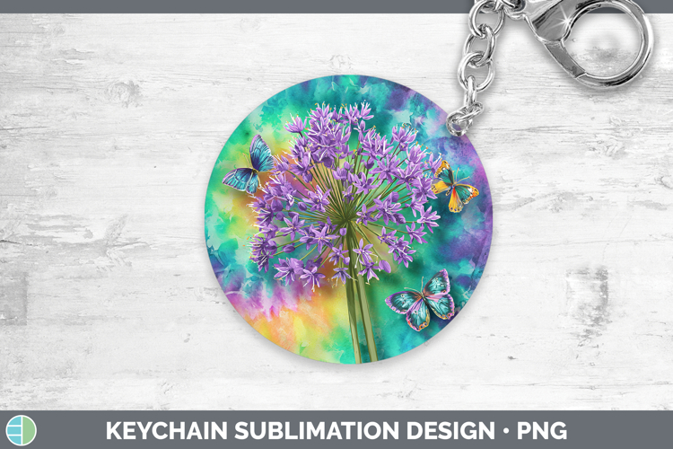 Allium Flowers 03 Tie Dye Keychain Sublimation Design