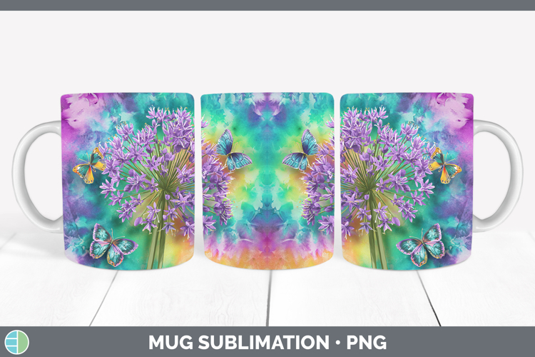 Allium Flowers 03 Tie Dye Mug Wrap Sublimation Design