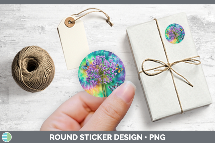 Allium Flowers 03 Tie Dye Stickers Design