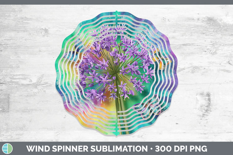 Allium Flowers 03 Tie Dye Wind Spinner Sublimation Design
