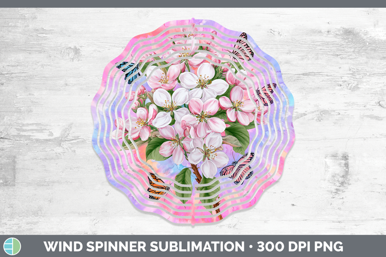 Apple Blossom Flowers 03 Tie Dye Wind Spinner Sublimation De