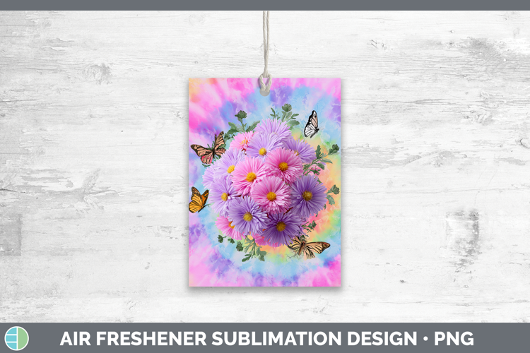 Aster Flowers 03 Tie Dye Air Freshener Sublimation Design