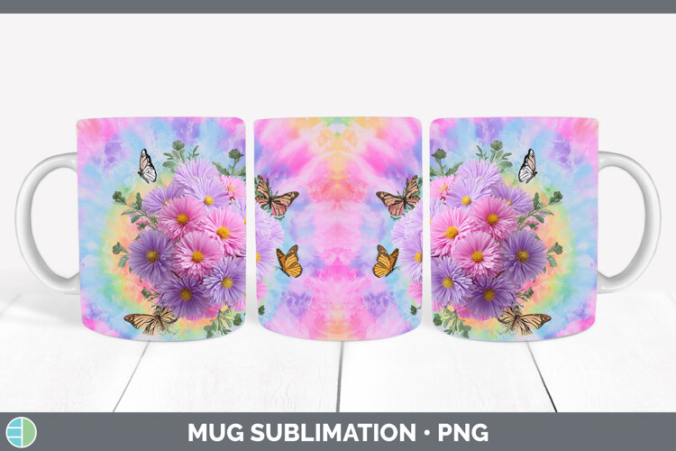 GorgeousFlowers 03 Tie Dye Mug Wrap design.