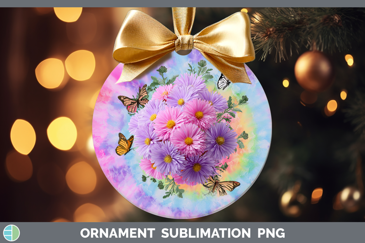 Aster Flowers 03 Tie Dye Ornament Sublimation Design