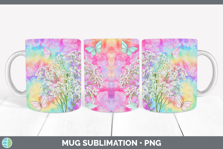 Babys Breath Gypsophila Flowers 03 Tie Dye Mug Wrap Sublimat