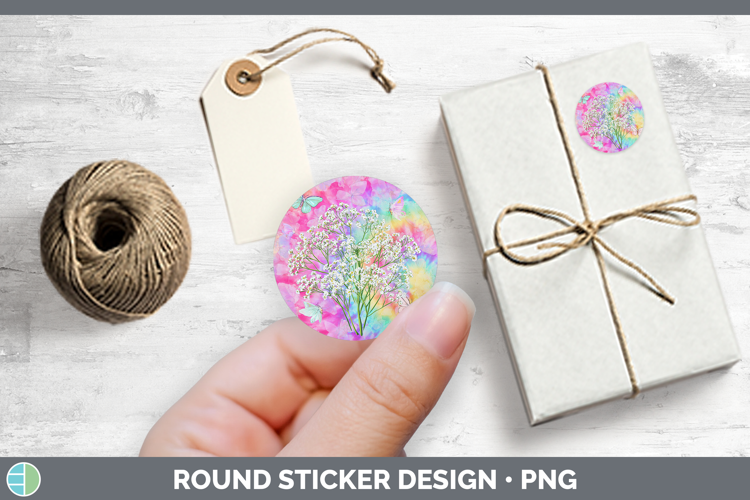 Babys Breath Gypsophila Flowers 03 Tie Dye Stickers Design