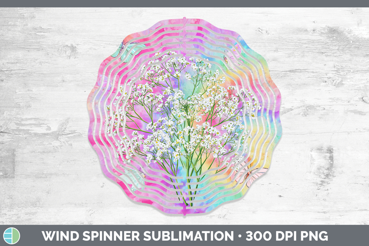 Babys Breath Gypsophila Flowers 03 Tie Dye Wind Spinner Subl