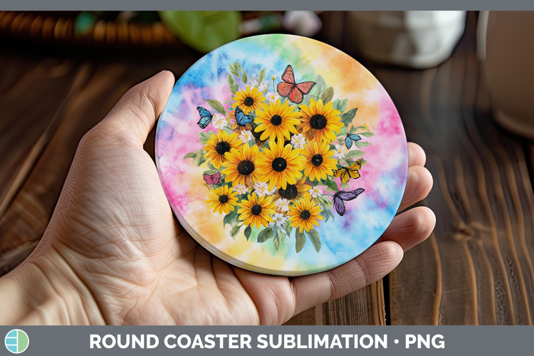 Black-eyed Susan Flowers 03 Tie Dye Round Coaster Sublimatio
