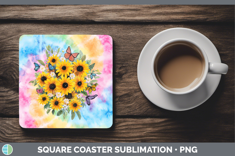 Black-eyed Susan Flowers 03 Tie Dye Square Coaster Sublimati