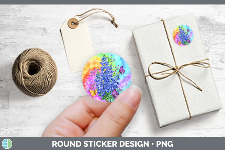 Bluebonnet Flowers 03 Tie Dye Stickers Design