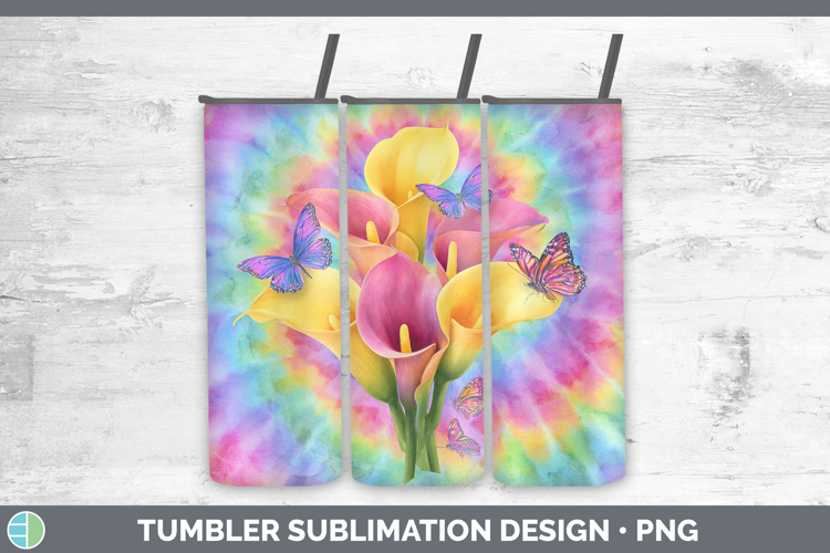 Calla Lily Flowers 03 Tie Dye Tumbler Sublimation Design