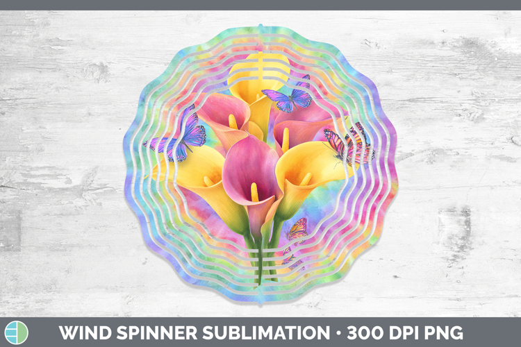 Calla Lily Flowers 03 Tie Dye Wind Spinner Sublimation Desig