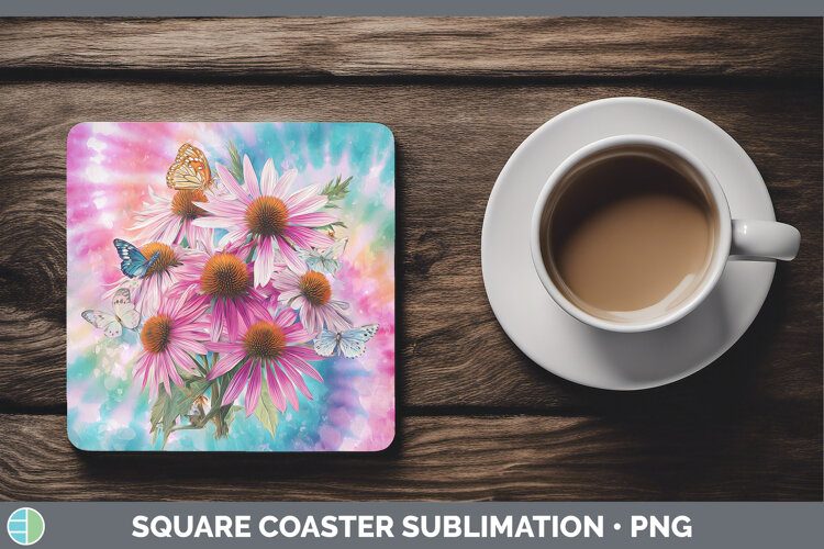 GorgeousFlowers 03 Tie Dye Square Coaster design.