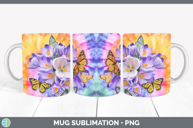 Crocus Flowers 03 Tie Dye Mug Wrap Sublimation Design