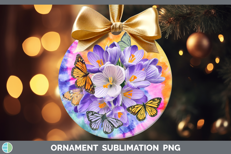Crocus Flowers 03 Tie Dye Ornament Sublimation Design
