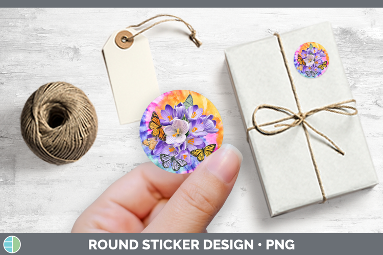 Crocus Flowers 03 Tie Dye Stickers Design
