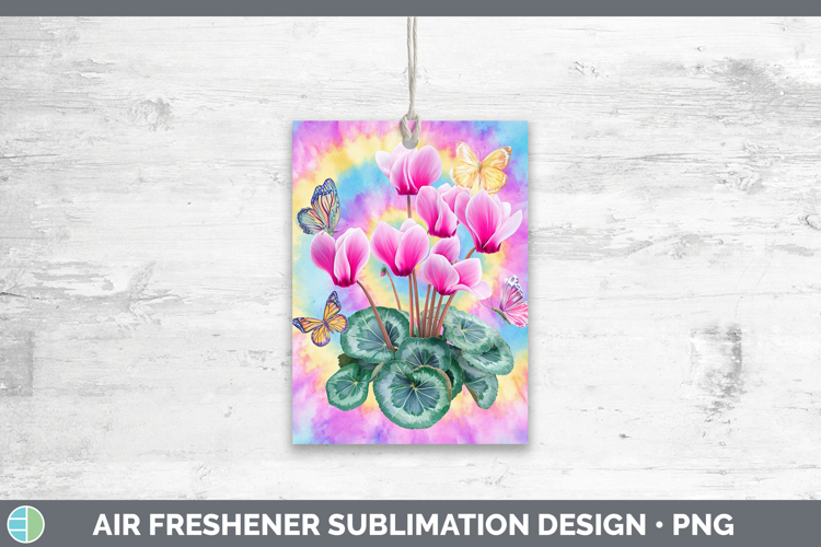 Cyclamen Flowers 03 Tie Dye Air Freshener Sublimation Design