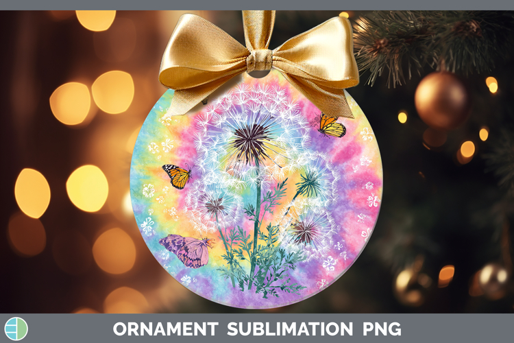 Dandelion Flowers 03 Tie Dye Ornament Sublimation Design